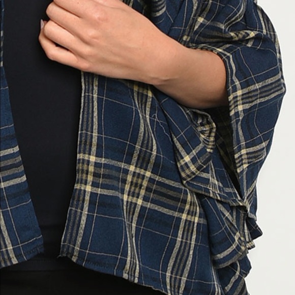 💕 Ruffled Sleeve Plaid Cardigan - Picture 4 of 6
